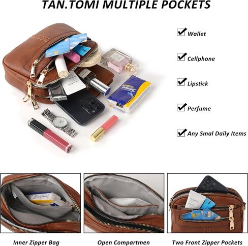 Crossbody Bags for Women, 6-Pockets Purses for Women, Vegan Leather Handbags Shoulder Bag for Travel Shopping in Kuwait