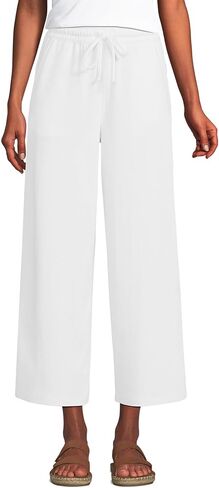 Lands' End Women's Sport Knit Pull On Drawstring Wide Leg Crop Pants in Kuwait