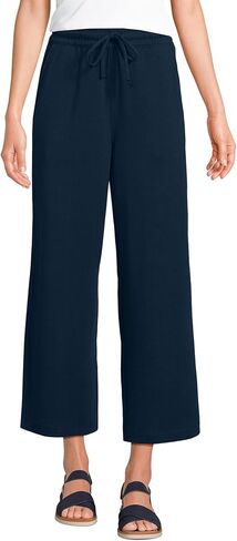 Lands' End Women's Sport Knit Pull On Drawstring Wide Leg Crop Pants in Kuwait