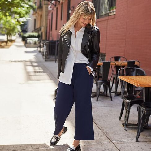 Lands' End Women's Sport Knit Pull On Drawstring Wide Leg Crop Pants in Kuwait