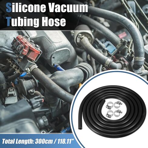 X AUTOHAUX 1 Set Silicone Vacuum Tubing Hose 300cm 9mm ID Engine Automotive Vacuum Silicone Hose Line Black in Saudi Arabia