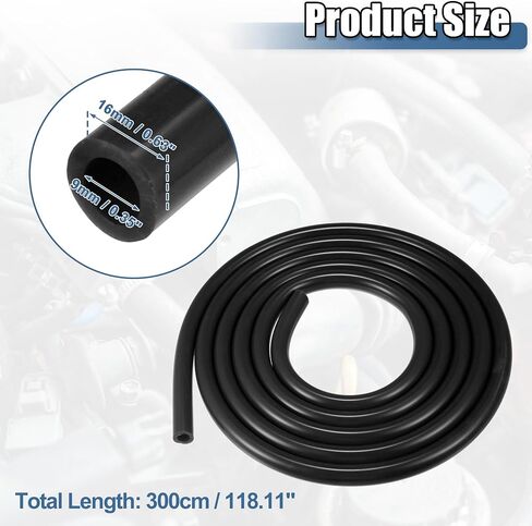 X AUTOHAUX 1 Set Silicone Vacuum Tubing Hose 300cm 9mm ID Engine Automotive Vacuum Silicone Hose Line Black in Saudi Arabia