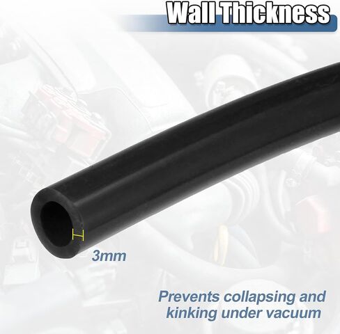 X AUTOHAUX 1 Set Silicone Vacuum Tubing Hose 300cm 9mm ID Engine Automotive Vacuum Silicone Hose Line Black in Saudi Arabia
