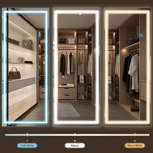 56"x18" LED Full Length Mirror with Stand – Wall Mounted, Freestanding & Leaning | Modern Design with Full-Frame Lighting & Secure Packaging in Saudi Arabia
