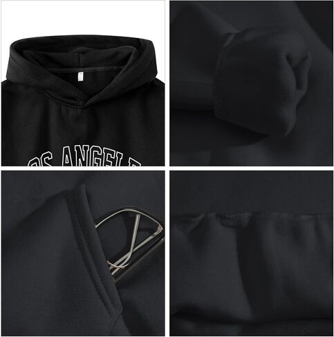 Bobeutou Oversized Graphic Hoodies for Men Los Angeles Vintage Sweatshirt California Letter Print Hoodie Pocket Pullover Top in Kuwait