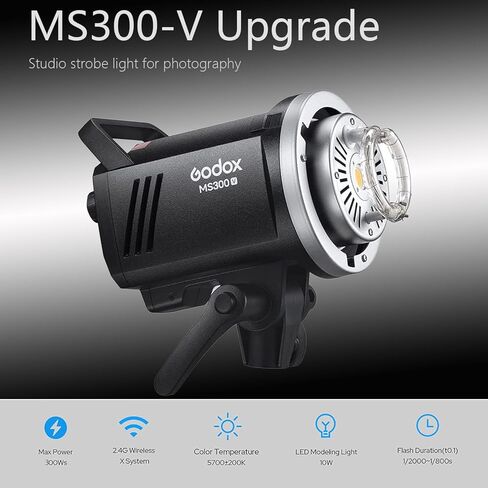 Godox Studio Flash Kit for Photography, 600W Studio Strobe Light Set with Bowens Mount, 2.4G X System MS300 Monolights, Flash Trigger, Softbox, Tripod Stands, Reflector Storage Bag, Umbrella in Kuwait