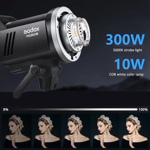 Godox Studio Flash Kit for Photography, 600W Studio Strobe Light Set with Bowens Mount, 2.4G X System MS300 Monolights, Flash Trigger, Softbox, Tripod Stands, Reflector Storage Bag, Umbrella in Kuwait