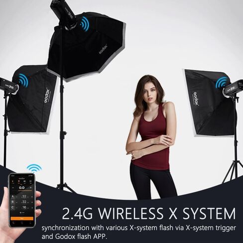 Godox Studio Flash Kit for Photography, 600W Studio Strobe Light Set with Bowens Mount, 2.4G X System MS300 Monolights, Flash Trigger, Softbox, Tripod Stands, Reflector Storage Bag, Umbrella in Kuwait