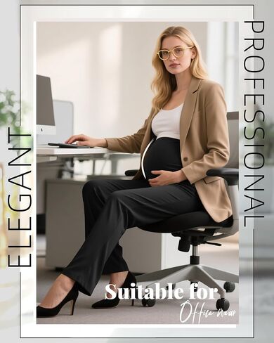 Women's Maternity Pants Over The Belly Pregnancy Clothes for Work Stretchy Straight Dress Pants with Pockets in Saudi Arabia