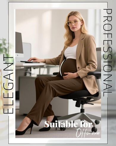 Women's Maternity Pants Over The Belly Pregnancy Clothes for Work Stretchy Straight Dress Pants with Pockets in Saudi Arabia