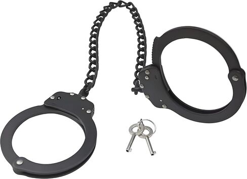 Yoghourds Metal Long Handcuffs - Sturdy Durable Double Lock Steel LegCuffs, Police Professional Heavy Duty Ankle Handcuffs with 2 Keys & Holster (Sliver) in Saudi Arabia