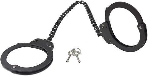 Yoghourds Metal Long Handcuffs - Sturdy Durable Double Lock Steel LegCuffs, Police Professional Heavy Duty Ankle Handcuffs with 2 Keys & Holster (Sliver) in Saudi Arabia