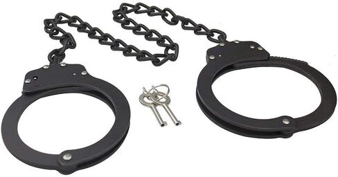 Yoghourds Metal Long Handcuffs - Sturdy Durable Double Lock Steel LegCuffs, Police Professional Heavy Duty Ankle Handcuffs with 2 Keys & Holster (Sliver) in Saudi Arabia