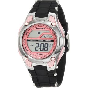 Armitron Sport Women's 456984pnk Pink Digial Chronograph Watch مع حزام راتنج أسود محكم