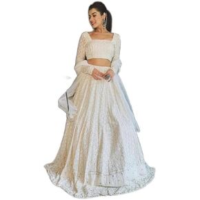 Trendmalls Women's Georgette Sequence Sequence Work Lehenga Choli مع DuPatta جاهزة للارتداء