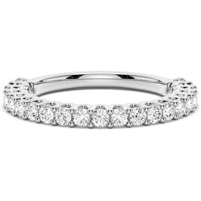 MSBLUE® 2mm Wedding Eternity Band Ring, Round Cut, 14K Gold Vermeil, Rhodium Finish