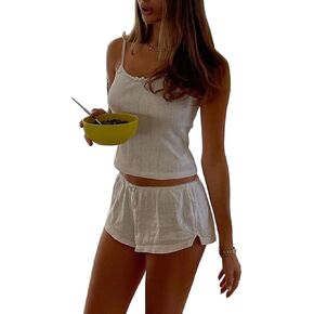 amiblvowa y2k sexy pajama set for women heart lace trim top shorts pj sets cute teen 2 قطعة مطابقة للملابس النوم