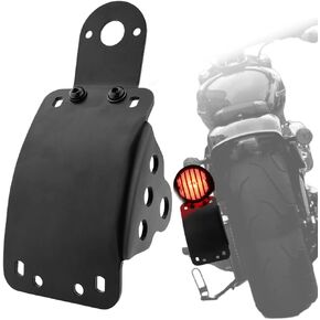 Side Mount License Plate Bracket Curved 3/4 Inch Axle Hole Compatible for Harley Touring Sporster Bobber Choppers (Curved)
