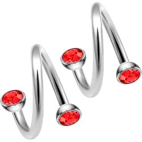 2pc Crystal Light Siam Twisted Barbell 16g Spiral Twist Earrings Cartilage Lip Twister 8mm
