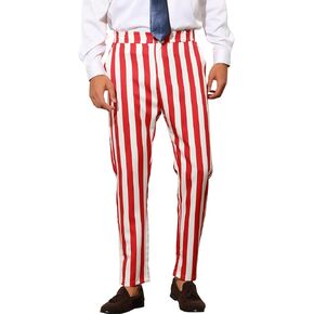 Lars Amadeus Striped Dress Pants for Men's Big & Tall Flat Front Business Trousers