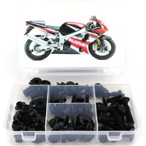 Xitomer Fairing Bolts Kits Fit for GSXR 1000 2001 2002 Full Sets, Mounting Kits for GSX-R1000 2001 2002 GSXR1000 Fairing Kit Washers/Nuts/Fastenings/Clips/Grommets (Matte Black)