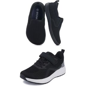 BRONAX Little Kids Wide Tennis Walking Shoes for Boys Black Size 12