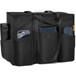 Tote Bag for Women Utility Travel Tote Bags With 8 Exterior & 7 Interior Pockets Zip Top Tote for Teacher Work