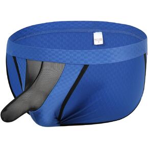 Men's Sexy Mesh Bulge Ball Pouch Underwear Breathable Ice Silk Briefs Low Rise Underpants