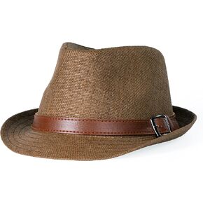 thuizen Panama Jazz Beach Vacation Sun Protection Visor Straw Hat with Elegant Buckle
