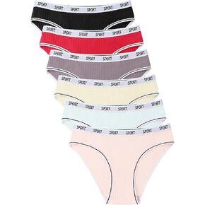 DingLu Women's Cotton Underwear Cheeky Bikini Comfy Panties for Womens Low Rise Briefs 6 Pack