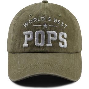 World's Best Pops Hat for Men, Funny Adjustable Cotton Embroidered Papa Baseball Cap
