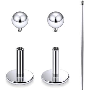 20G 18G 16G Internally Threaded Astm F136 Titanium Nose Ring Studs Flat Back Studs Earrings G23 Titanium Tragus Helix Conch Cartilage Lobe Earrings Piercing Jewelry For Women Men 6MM 8MM