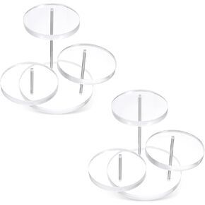 شاشة شاشة Round Acrylic ، 2 حزمة RISERS شاشة عرض 3 مستويات معرض المجوهرات أكريليك يقف صواني المجوهرات أكريليك واضحة الصواني الأكريليك لحلقات الشاشة التماثيل الصغيرة التماثيل