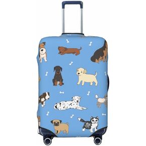 Dogs Blue Background Luggage Suitcase Covers Elastic Washable Cute Puppy Luggage Protector Travel Suitcase Protective Cover For Kid And Adult, M (Fit 22-24 Inch Luggage)