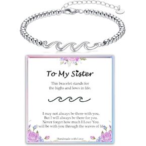 هدية لأمي زوجة جدة ابنة الصديقة Bestie Sister ، Silver Wave Bracelet Gift for Woman Hides Homes Ideas ، Waves of Life التي لدينا معا هدية لعيد الميلاد هدايا يوم أم أم أم الأمهات