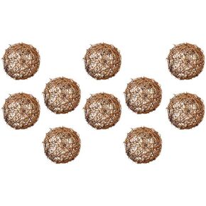 Rattan Decor 10pcs Decorative Wicker Rattan Balls Vase Filler Grapevine Christmas Baubles Ornament for Christmas Party Wall Decoration Bird Chew 5cm Decorative Balls