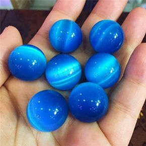 1Pc Natural Colorful Cat Eye Crystal Healing Ball Cat Eye Sphere Quartz Crystal Stones for Wealth and Protect The House, Home Office Decoration, Decorative Balls (20MM/0.78IN)