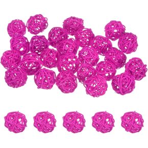 25-Pack Wicker Rattan Balls 30mm/1.2 Inch Decorative Rattan Balls Orbs Vase Fillers Bowl Fillers for Christmas/Weddings/Thanksgiving/DIY Crafts/Home Decor [Red]