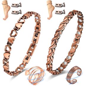 Vicmag 4pcs خللال مغناطيسي للنحاس للنساء مغناطيسات القوة الفائقة 99.9 ٪ من حلقات النحاس النقية