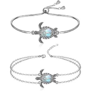 Sea Turtle Bracelet Anklet Set Moonstone Tree of Life Turtle for Women Sterling Silver Dangle Moonstone Leverback Hawaii Gifts