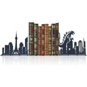 Dinosaur Decor Bookends - Elegant Frosted Black Design, Versatile Use for Shelves, Robust and Durable, Ideal Gift for Dinosaur and Book Lovers