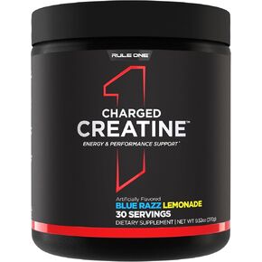 Rule 1 Charged Creatine - Multi-Function Workout Supplement with Creatine, Electrolyte, and Energy Blends for Intensity, Performance, & Hydration Support (30 Servings, Blue Razz Lemonade)
