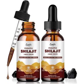Shilajit للرجال والنساء ، Himalayan Shilajit الطاقة والمناعة المكملات السائلة Drop/Drink غنية في Ashwagandha ، 85+ المعادن النزرة وحمض فولفيك ، الأناناس (4 fl oz)