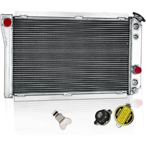 Chevy S10 Radiator, 829 3 Row Core All Aluminum Radiator Compatible With 1982-2002 84 85 86 87 88 89 90 Chevy S10 Blazer/Corvette V8 Conversion Models