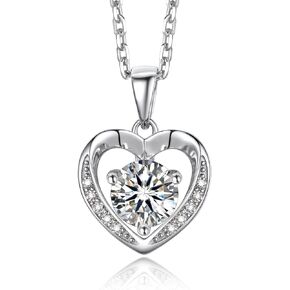 MomentWish Heart Necklaces for Women, 1 Carat Moissanite Pendant Necklace, D Color VVS1 Simulated Diamond 925 Sterling Silver Heart Pendant Necklace in Kuwait