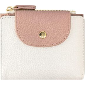 YINHEXI Small Compact Bifold Leather Wallet for Women RFID Blocking with Zipper Coin Pocket & ID Window (Bi-fold, White)