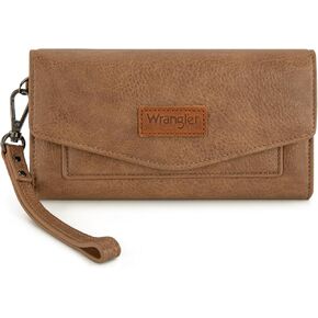 Montana West X Wrangler Women's Wallets Large Cell Phone Wristlet for Woman Ladies Female Trifold Cash Wallet with Wrist Strap and Rfid Lining
