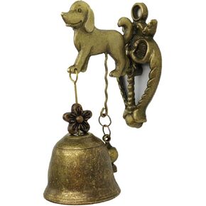 Vintage Metal Doorbell Animal Figure Decorative Doorbell Dog Shape Decoration Hanging Bell for Yard or Garden Decorative Retro Style Lovely Dog Hand Bell Antique Style Shopkeepers Door Bell