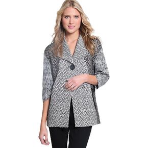 MULTIPLES Women's Three Quarters Sleeves Drop Shoulder 2-Pocket 1-Button Oversized Jacket
