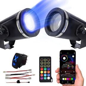 Tavaray Whipless LED Whip Lights, 2PCS RGBW Chase Antenna Beam, Laser Whip Lights for Side by Side Vehicles w/Remote APP/Rocker Switch, Antenna Whipless Whip for SXS UTV ATV Can-Am